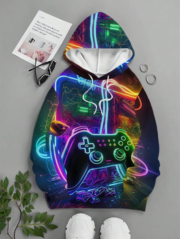 بلوفر كاجوال للرجال بطبعة بقرة، خريف/شتاء