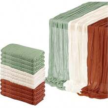 3pcs Cheese Cloth Table Runner, Runner Gauze Boho Wedding Decor Romantic Table Cloth, Suitable For Wedding, Birthday Party (35 Inches X 118 Inches), Mixed Colors - Color Mixing - View 2