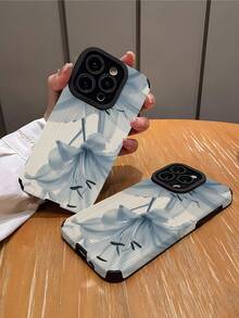 1 件复古白百合图案垂直条纹仿皮软保护手机壳，适用于 Apple 和各种型号 - 彩色 - 查看 2