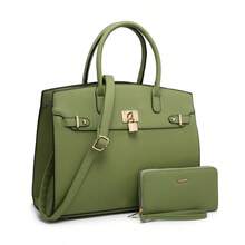 Women's Fashion Handbag And Wallet Set With Adjustable Crossbody Strap Large Shoulder Bag And Small Clutch 2-Piece Combo, Metal Swivel Lock Accessory, Ideal For Shopping, Travel And Business Commute - ÔLIU - Xem 6