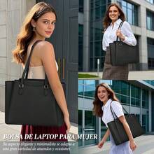Bolsas para Laptop de Mujer 15.6 Pulgadas Maletin Portafolios de Piel Bolso Tote Grande Para Trabajo Universidad - verde - Ver 6