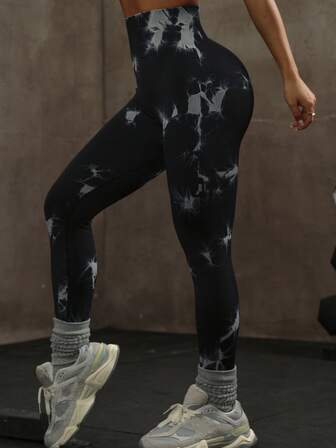 Tie-Dye Fashionable Yoga Leggings, Breathable Lifting Sexy Workout Tights, Women Sports Wear