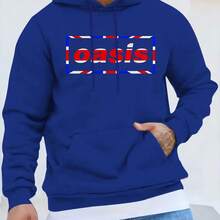 White Men's Heavy Hooded Sweatshirt - Fitness And Casual Winter Wear, Front Pocket, Long Sleeve Sports Pullover Sweatshirt, Navy/Red/White/Black/Gray/Beige, Machine Wash Training Clothing. Geometric Pattern Printed, Hooded Design Is Suitable For Outdoor Activities And Everyday Wear. Regular Fitted With Drawstring Hood For Autumn And Winter, Ideal For Fitness And Leisure Travel, Durable Fabrics, High-Quality Stitching - Black - View 6