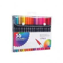 Kit 12/24/36/48/60/80/100/120 Cores Caneta 2 em 1 Brush Lettering e Ponta Fina Dual Pen Canetinha Colorir Desenho Moby - 80 núcleos - Visão 10