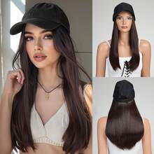 8/10/18英寸棒球帽假发接发可调节帽子附加卷发波浪合成假发女士