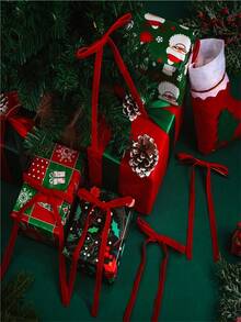 12/24/48pcs Vintage Velvet Christmas Bows For Tree Decoration, Rustic Crafts & Gifts, Classic Polyester Ribbon Bows For Christmas Valentine's Day Wedding Birthday Holiday Home & Wedding Decorations - Multicolor - View 5