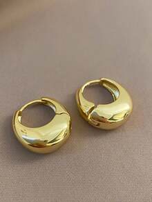 5 件/套金色几何不对称椭圆形镂空水滴简约奢华设计耳环套装，适合女性日常和节日佩戴 - 金色 - 查看 4