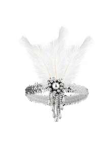 D EXCEED 1/5 Pcs 1920s Women's Artificial Feather Flapper Headband – For Roaring 1920s Themed Parties, Gatsby Galas, 1920s Themed Masquerade Balls, Costume Parties - Multicolor - View 3
