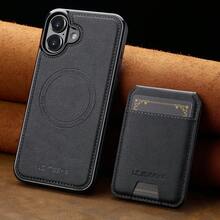 OUKNOEO Detachable Magnetic Wireless Charging Faux Leather Phone Case, Compatible With IPhone 17 Air 16e 15 14 13 Pro Max S26 S25 Edge S24 Ultra Plus A37 A57 Pixel 10 9 8 7, With Card Holder, 3 Card Slots, Anti-Theft Card Pocket - Black - View 79
