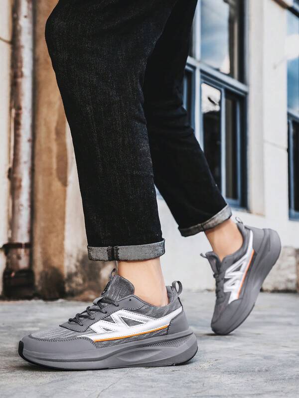 Lace-Up Patchwork Casual Sports Shoes, Suitable For Outdoor Activities All Seasons