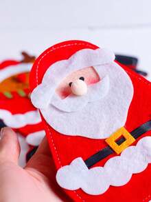 Set de 3 cuțite și furculițe de Crăciun, geantă pentru cuțite și furculițe de Crăciun, set de tacâmuri Moș Crăciun, accesorii pentru decorarea mesei de Crăciun, geantă de depozitare pentru cuțite și furculițe din fetru, desene animate pentru decorațiuni de Crăciun, ideal pentru decorațiuni de Crăciun, decor de cameră de iarnă