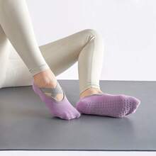 1 Paar Damen Pilates Socken, Yoga Socken mit rutschfestem strukturiertem offenen Zehendesign, geeignet für Yoga, Pilates, Ballett, Balletttraining und barfuß Workouts