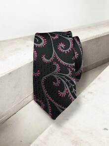 Luxury Men's Skinny Ties Polyester Silk Solid Polka Dot Striped Check Skinny Jacquard Groomsman Tie - 紫色 - 查看 1