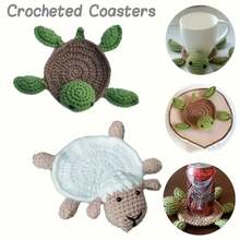 1 Handmade Crochet Green Turtle Coaster - Cute Non-Slip Table Protector For Dining Tables And Kitchens - Perfect Housewarming Gift Or Birthday Party Decoration - By WhimsyCraft, Featuring Turtle-Themed Home Decor, Quirky Woven Textures, Practical Accessories, And Durable Fabric, Perfect For A New Home - 綠色 - 查看 5