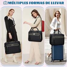 Bolsa para Laptop Mujer 17.3 Pulgadas Maletin para Laptop Impermeable Portafolios para Laptop bolsa para computadora, para Oficina, Negocios, Viajes, Universidad, Negro - Negro - Ver 7