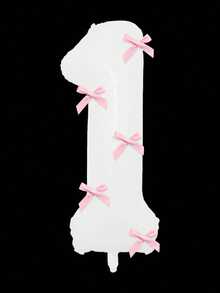 Balões metalizados brancos com números de 0 a 9, 81 cm (32 polegadas), com laço rosa. Ideais para festas de aniversário, Dia dos Namorados, aniversários de casamento, Natal e Ano Novo. - Branco - Ver 11