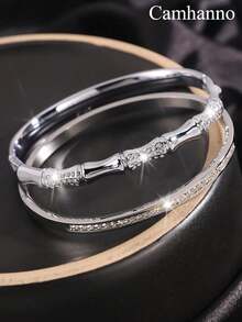 Camhanno 两件简约时尚、优雅迷人的不锈钢锆石手链，不同形状和款式组合，为您的美丽加分，适合日常佩戴，送给爱人/闺蜜。 - 銀色 - 查看 11