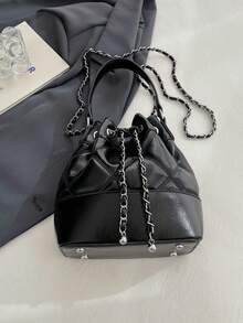 Women Bucket Bag With Chain Strap, Fashion Shoulder Bag Suitable For Shopping, Wallet, Purse, Young Women, College Students, Beginners, White-Collar. Very Suitable For Office, University, Work, Business, Commuting, Outdoor Activities, Travel And Picnic - Black - View 8