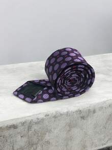 Luxury Men's Skinny Ties Polyester Silk Solid Polka Dot Striped Check Skinny Jacquard Groomsman Tie - 玫紅色 - 查看 3