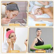 SINLAND Spa Headband For Women 3 Counts Adjustable Makeup Hair Band With Magic Tape,Head Wrap For Face Care, Makeup And Sports - 多彩*3 - 查看 5