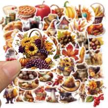 50pcs Thanksgiving Stickers, Pumpkin, Autumn Maple Leaves, Thanksgiving Holiday Stickers
