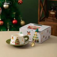 Coffee Cup Christmas Ceramic Cup And Saucer Set High Temperature Fired Glaze Highly Attractively Santa Claus Gift Set