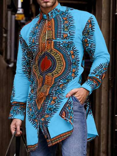 Camisa de hombre de talla grande con estampado africano dashiki, vestimenta formal clásica para bodas y fiestas, nueva llegada