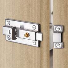 3-Inch Self-Locking Flip Latch: Stainless Steel Doorstrike Latch Lock, No Drilling Required, Push-Pull Sliding Bolt Door Latch, Vintage Door Lock, Safety Secure