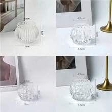 1/4 件复古玻璃烛台，复古玻璃许愿烛台 - 琥珀色烛台，适合烛光晚餐、派对装饰、茶灯、婚礼、派对礼物， - 彩色 - 查看 19