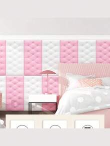 1 Pc/6 Pcs 35cm*70cm 3D Embossed Foam Wallpaper With Imitation Leather Grain, Soft And Textured(Thickness 0.4cm/0.16in), Self-Adhesive Foam Wall Sticker, Reusable And Cuttable, Bedroom Decorative Background, Soundproof And Thickened Wall Covering, Bedside Soft Package, Waterproof, Moisture-Proof, Dust-Proof And Collision-Proof Sticker