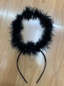 6 件天使翅膀和光环头带，带魔杖天使角色扮演女孩万圣节服装派对用品，黑白