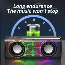 V8 无线扬声器 – 16W 立体声、深沉低音、TWS、24 小时播放时间、USB/电池双电源，适用于家庭和户外 - 黑色 - 查看 3