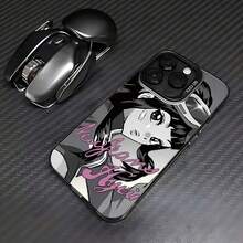 Funda trasera mate a prueba de golpes para iPhone 16 15 14 13 12 Pro Max X XR XS MAX 8 33 Plus con diseño de chica de mezclilla de anime de dibujos animados - Mezcla de colores - Ver 6