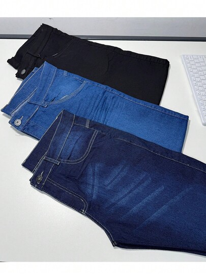 kit 3 Calças Jeans Premium Para Trabalho Masculina 100% algodão Elastano Várias Lavagens