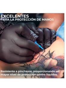 Guantes de nitrilo vinilo negro libre de látex 100 piezas: paquete de guantes desechables sin látex, resistentes a químicos y punzadas, uso sanitario e industrial. - Negro - Ver 7