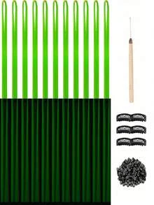 11 件 Y2K 夜光接发 48 英寸 11 色合成直发夜光发片霓虹发饰适合女性女孩派对节日和万圣节新年使用 - 彩色 - 查看 15