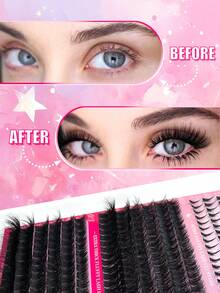 276/252 件独立睫毛簇 60D/80D D 卷曲 10-18 毫米 DIY 单根睫毛延长套装，超浓密、蓬松、自然、可重复使用，适合家庭使用、外出、日常生活、婚礼、约会、派对、音乐节和旅行 - 黑色 - 查看 5