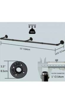 1 قطعة رف ملابس من أنبوب صناعي، مثبت على الحائط، من الحديد الأسود، تعليق ملابس متعدد الأغراض ثقيل الوزن، موفر للمساحة، قابل للفك، 184 سم - حل خزانة بطراز صناعي متين للشقق والغرف الصغيرة والمغاسل والمداخل والخزائن والمدارس الداخلية، مناسب للمعاطف والقمصان والفساتين والإكسسوارات، إطار أنبوب فولاذي قوي، تركيب سهل على الحائط، بمظهر حديث من طراز الصناعي - الأسود - مشاهدة 4