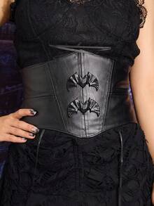 1 chiếc đai lưng bản rộng co giãn màu đen phong cách Gothic dành cho nữ, thích hợp cho tiệc Halloween và trang phục Halloween mặc hàng ngày - màu đen - Xem 3