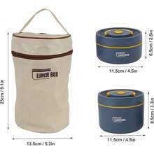Juego de Contenedores de Almuerzo Aislados, Fiambrera Bento Apilable Portátil, Contenedor Térmico para Alimentos, Tarro de Comida Caliente de Boca Ancha con Bolsa - 3 piezas - Ver 3