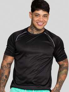 Kit 3 Men's Dry Fit Sports T-Shirts, Comfortable For Training And Everyday Life - 黑白鉛 - 查看 2