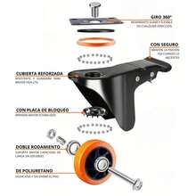 Vmingo 4pcs Rueda 4 Pulgadas Mueble Repuesto Giratoria Freno Llanta Kit