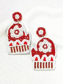 1 Pair Of Vintage Handmade Beaded And Rhinestone Christmas Tree Earrings For Women, Perfect For The Holidays