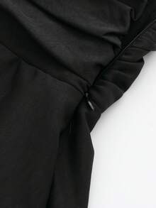 Women's Casual Solid Color Drawstring Pleated Layered Mid-Waist Skorts