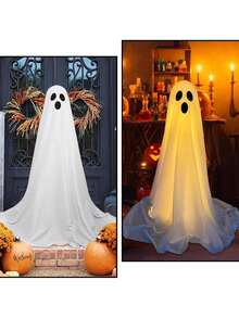 LED Light Up Ghosts, Halloween Decorations, Prints, Front Porch Patio Scary Standing Ghosts - Warm Color - View 6