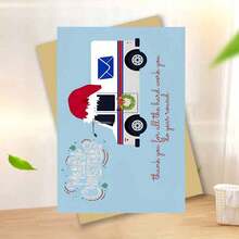 1pc Festive Christmas Mail Truck Greeting Card With Envelope, 12cm X 18cm, Universal Appreciation For Hard Work, Paper Holiday Card For Family, Friends, And Colleagues