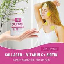 Wins Town Compound Collagen Tablet Candy, 6000mg Collagen Per Serving, Support Healthy Bones, Skin, Hair, Nails, 60 Tablets - 白色的 - 查看 2