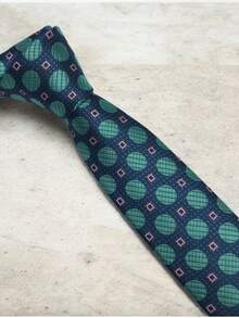 Luxury Men's Skinny Ties Polyester Silk Solid Polka Dot Striped Check Skinny Jacquard Groomsman Tie - 中紫紅色 - 查看 4