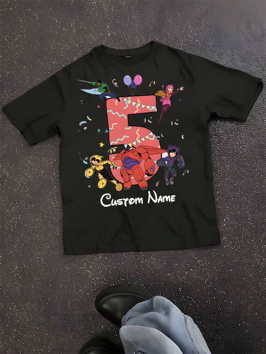 Personalized Big Hero 6 Bayma Birthday Shirt, Disneyland Trip Family Matching Shirt, Hiro Hamada Baymax Birthday Gifts, WDW Trip Tee - Black - View 1