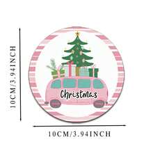 6 piezas/set o 420 piezas/70 sets Posavasos de goma suave redondos absorbentes de 10 cm/2 mm de grosor con estampado de árbol de Navidad y regalo en coche rosa, con parte inferior de goma, adecuados para tazas, decoración de mesa de cocina y comedor, decoración de cocina